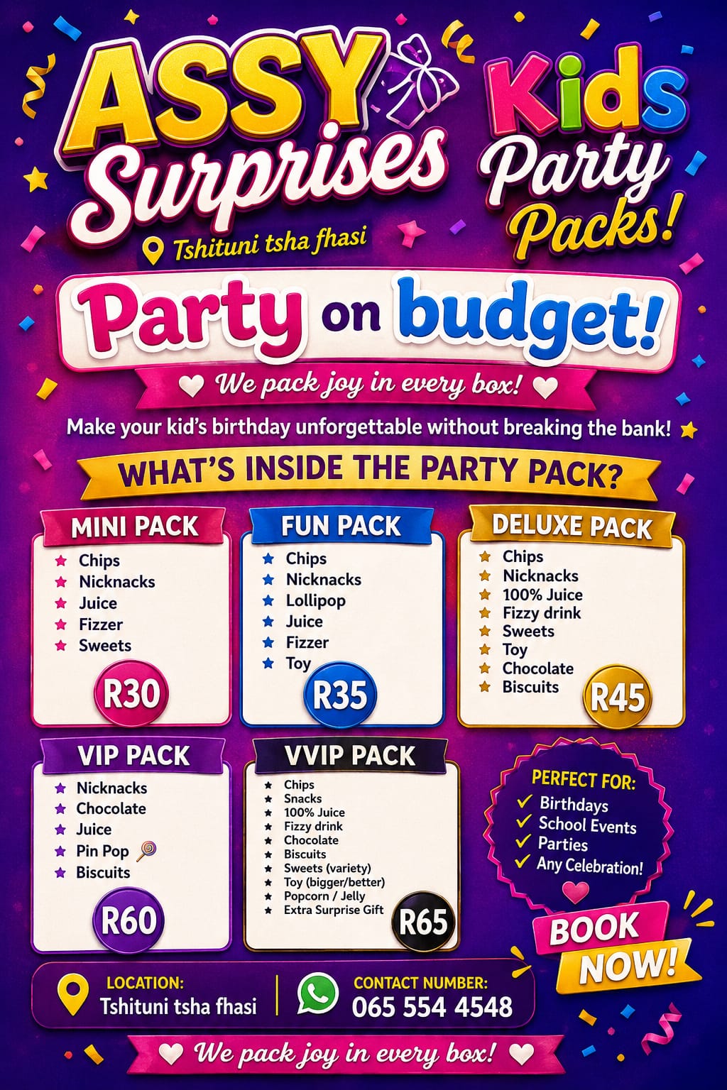Kiddies Party Packs